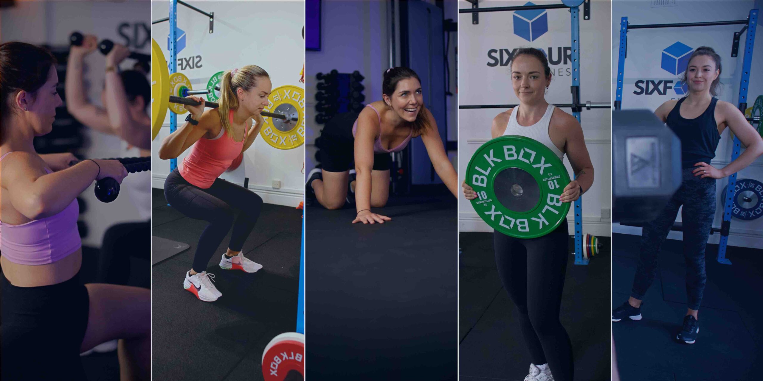 A SixFour Fitness coach guiding a small group of women through a strength session